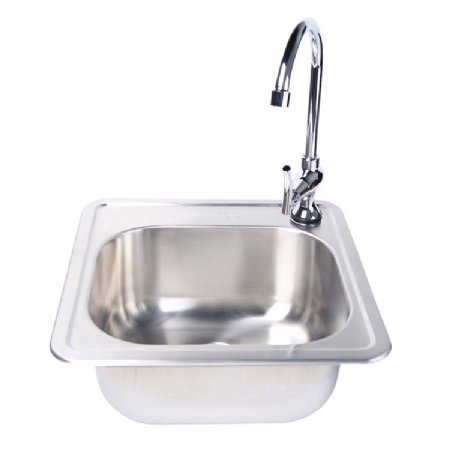 Fire Magic Stainless Steel Sink 15" x 15" x 6" & Faucet Set