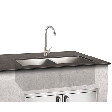 Fire Magic Stainless Steel Double Under Mount Sink and Stainless Steel Faucet