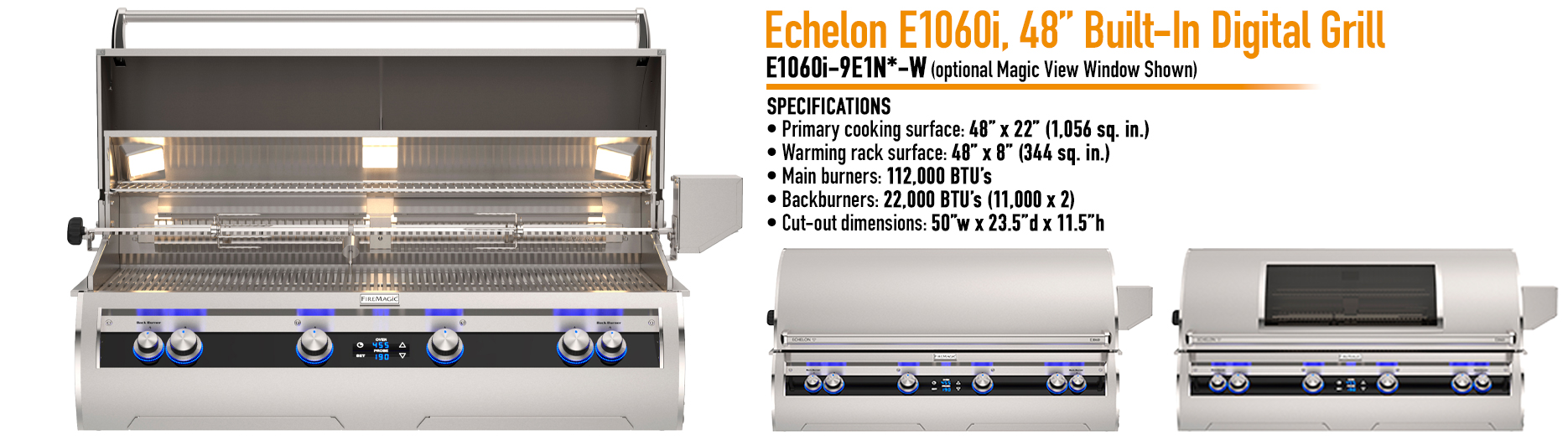Fire Magic Digital Echelon Diamond Series E1060 Built-In Grill with Rotisserie