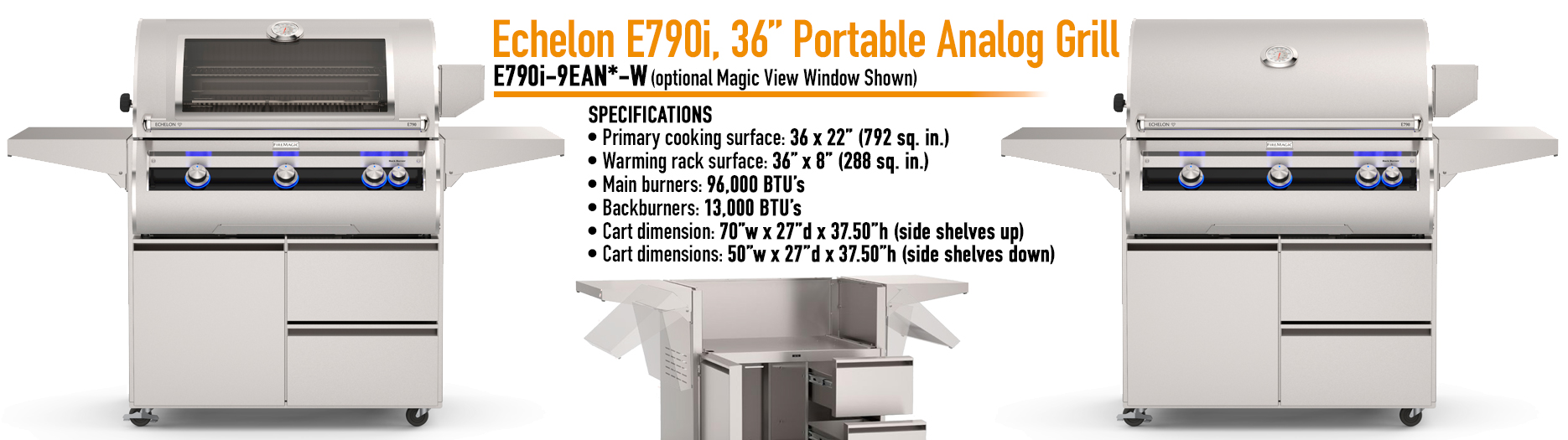 Fire Magic Analog Echelon Diamond Series E790 Cart Grill with Rotisserie