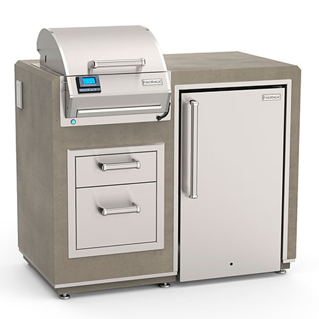 Fire Magic Electric Grill w/ Refrigerator Island Bundle