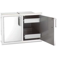 Fire Magic Echelon Flush Double Access Doors with Dual Drawers & Trash Tray