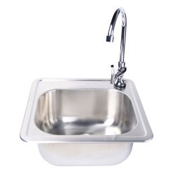 Fire Magic Stainless Steel Sink 15" x 15" x 6" & Faucet Set