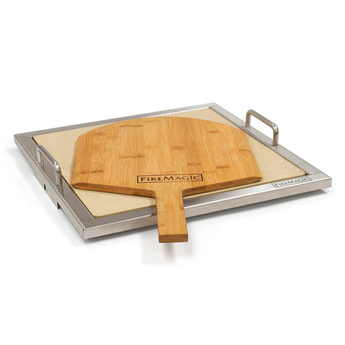 Pizza Stone Kit with Wooden Pizza Peel - Fire Magic