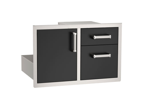 Fire Magic Echelon Flush Black Single Access Door with Double Drawers
