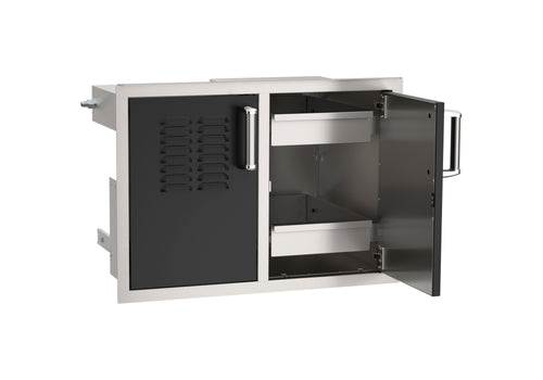 Fire Magic Echelon Flush Black Double Access Doors with Dual Drawers & Tank Tray