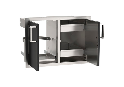 Fire Magic Echelon Flush Black Double Access Doors with Dual Drawers & Trash Tray